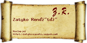 Zatyko Renátó névjegykártya