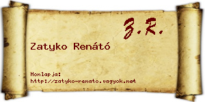 Zatyko Renátó névjegykártya